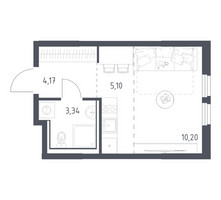 Планировка студии(квартира) площадью 22.81 квадратных метров в “ЖК Пригород Лесное”