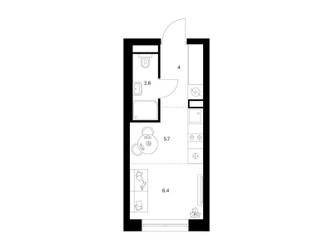 Планировка студии(квартира) площадью 18.7 квадратных метров в ЖК “Нарвин”