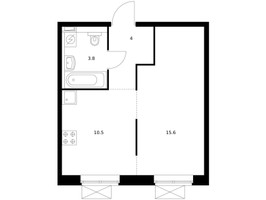 Планировка однокомнатной(квартира) площадью 33.3 квадратных метров в “ЖК Люблинский парк”
