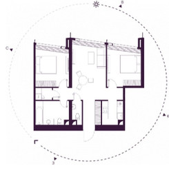 Планировка двухкомнатной(квартира) площадью 73.69 квадратных метров в ЖК “ЖК Дом Дау”