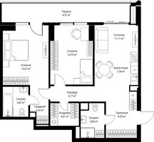 Планировка двухкомнатной(квартира) площадью 85.53 квадратных метров в “ЖК Джойс”