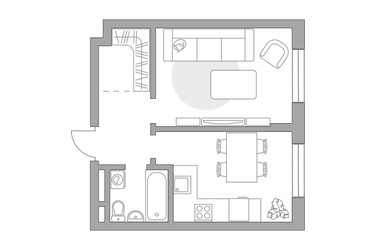 Планировка однокомнатной(квартира) площадью 38.62 квадратных метров в ЖК “ЖК Живописный”