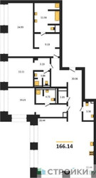 Планировка трехкомнатной(квартира) площадью 170.52 квадратных метров в ЖК “ЖК Forum (Форум)”