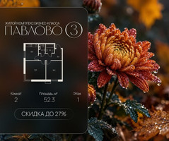 Планировка двухкомнатной(квартира) площадью 52.3 квадратных метров в “Павлово 3”