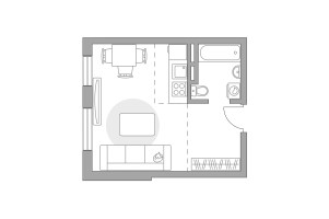 Планировка студии(квартира) площадью 27.01 квадратных метров в “ЖК Аникеевский”