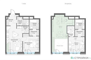 Планировка двухкомнатной(квартира) площадью 60.6 квадратных метров в “Квартал Тишинский Бульвар”