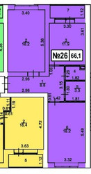 Планировка двухкомнатной(квартира) площадью 66.1 квадратных метров в ЖК “ЖК Терра”
