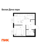 Планировка однокомнатной(квартира) площадью 36.2 квадратных метров в “ЖК Белая Дача парк”