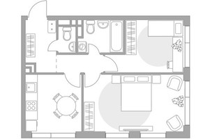 Планировка двухкомнатной(квартира) площадью 49.64 квадратных метров в “ЖК Нижегородская от Гранель”
