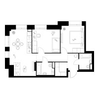 Планировка двухкомнатной(квартира) площадью 61.9 квадратных метров в “ЖК Онежский вал”