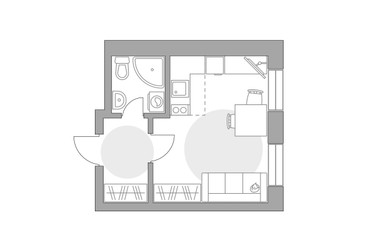 Планировка студии(квартира) площадью 22.58 квадратных метров в ЖК “ЖК Пехра”