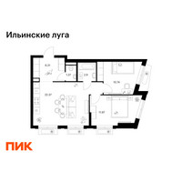 Планировка двухкомнатной(квартира) площадью 55.66 квадратных метров в “ЖК Ильинские луга”