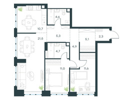 Планировка трехкомнатной(квартира) площадью 81.7 квадратных метров в “ЖК Левел Южнопортовая”