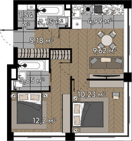Планировка двухкомнатной(квартира) площадью 50.4 квадратных метров в “ЖК Квартал Серебряный бор”