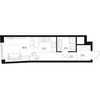 Планировка студии(квартира) площадью 30.7 квадратных метров в “ЖК NEXUS by Akvilon (Нексус от Аквилон)”