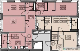 Планировка трехкомнатной(квартира) площадью 83.6 квадратных метров в “ЖК Sky Garden (Скай Гарден)”