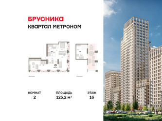 Планировка двухкомнатной(квартира) площадью 125.2 квадратных метров в ЖК “ЖК Квартал Метроном”