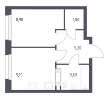 Планировка однокомнатной(квартира) площадью 28.6 квадратных метров в “ЖК ЭкоБунино (Южное Бунино)”