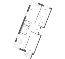Планировка трехкомнатной(квартира) площадью 81.4 квадратных метров в “ЖК Квартал Западный”