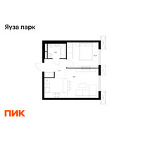 Планировка однокомнатной(квартира) площадью 37.6 квадратных метров в “ЖК Яуза Парк (Мытищи)”