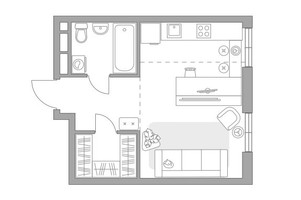 Планировка студии(квартира) площадью 33.5 квадратных метров в “ЖК Нижегородская от Гранель”