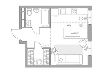 Планировка студии(квартира) площадью 33.5 квадратных метров в ЖК “ЖК Нижегородская от Гранель”