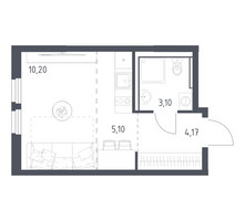 Планировка студии(квартира) площадью 22.57 квадратных метров в “ЖК Пригород Лесное”