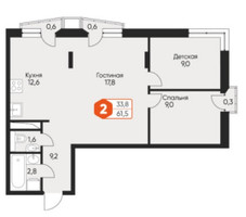 Планировка трехкомнатной(квартира) площадью 60.4 квадратных метров в “ЖК Фрунзенский”