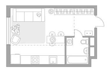 Планировка студии(квартира) площадью 29.85 квадратных метров в ЖК “ЖК Притяжение Сити”
