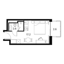 Планировка студии(апартаменты) площадью 22.4 квадратных метров в ЖК “ЖК Аквилон Signal (Аквилон Сигнал)”