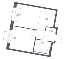 Планировка однокомнатной(квартира) площадью 35.83 квадратных метров в “ЖК Квартал Западный”