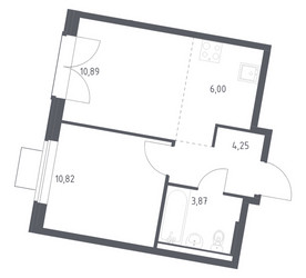 Планировка однокомнатной(квартира) площадью 35.83 квадратных метров в ЖК “ЖК Квартал Западный”