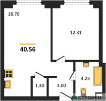 Планировка однокомнатной(квартира) площадью 40.56 квадратных метров в “ЖК Гранд Фили”