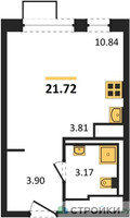 Планировка студии(квартира) площадью 21.72 квадратных метров в “ЖК Алхимово”