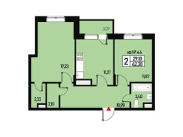 Планировка двухкомнатной(квартира) площадью 56 квадратных метров в “ЖК Борисоглебское”