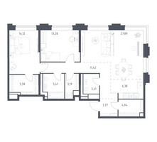 Планировка двухкомнатной(квартира) площадью 98.49 квадратных метров в “ЖК Верейская 41”