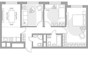 Планировка трехкомнатной(квартира) площадью 69.91 квадратных метров в “ЖК Императорские Мытищи”