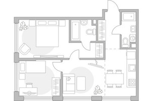 Планировка трехкомнатной(квартира) площадью 59.87 квадратных метров в “ЖК Мневники от Гранель”