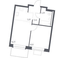 Планировка однокомнатной(квартира) площадью 32.92 квадратных метров в “ЖК Квартал Западный”