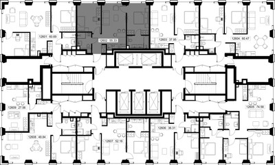 Планировка двухкомнатной(квартира) площадью 55.3 квадратных метров в ЖК “ЖК SET (Сет)”