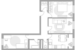 Планировка трехкомнатной(квартира) площадью 69.26 квадратных метров в “ЖК Новая Рига”