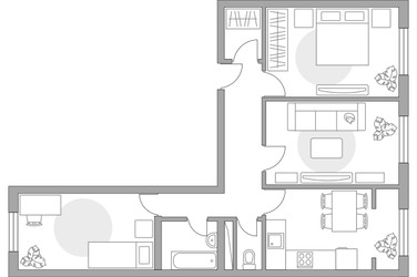 Планировка трехкомнатной(квартира) площадью 69.26 квадратных метров в ЖК “ЖК Новая Рига”