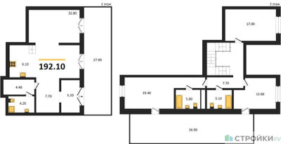 Планировка трехкомнатной(квартира) площадью 192.1 квадратных метров в ЖК “ЖК Квартал Метроном”