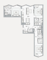Планировка трехкомнатной(квартира) площадью 103.9 квадратных метров в “ЖК Береговой-2. Жилой квартал на Москве-реке”