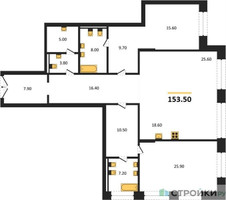 Планировка двухкомнатной(квартира) площадью 153.5 квадратных метров в “Жилой дом Кло 17”