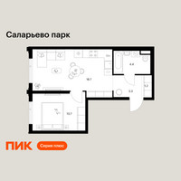 Планировка однокомнатной(квартира) площадью 38.3 квадратных метров в “ЖК Саларьево парк”