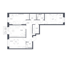Планировка трехкомнатной(квартира) площадью 78.79 квадратных метров в “ЖК Большое Путилково”