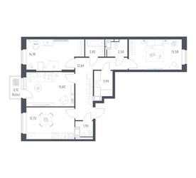 Планировка трехкомнатной(квартира) площадью 78.79 квадратных метров в ЖК “ЖК Большое Путилково”