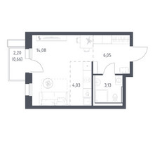 Планировка студии(квартира) площадью 27.5 квадратных метров в “ЖК Квартал Авиаторов”