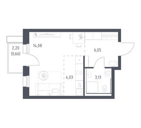 Планировка студии(квартира) площадью 27.5 квадратных метров в ЖК “ЖК Квартал Авиаторов”